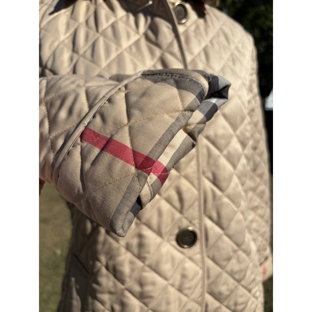 Burberry Brit Women’s Size Large Beige Tan Quilted Jacket Nova Check Classic - Picture 3 of 11